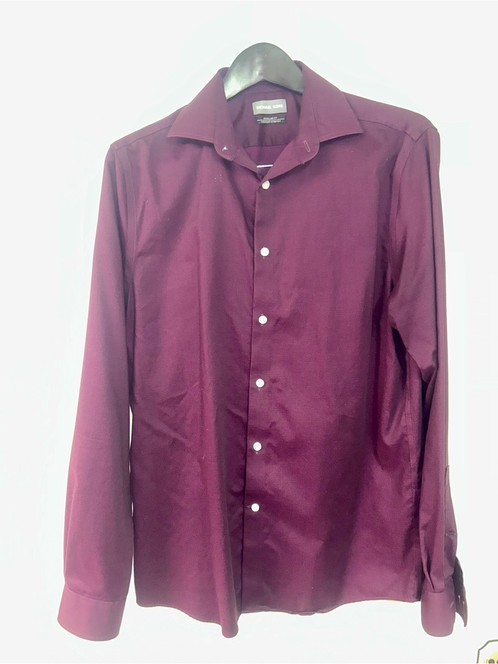 Michael Kors Men's Deep Wine Button-Front Dress Shirt Medium
